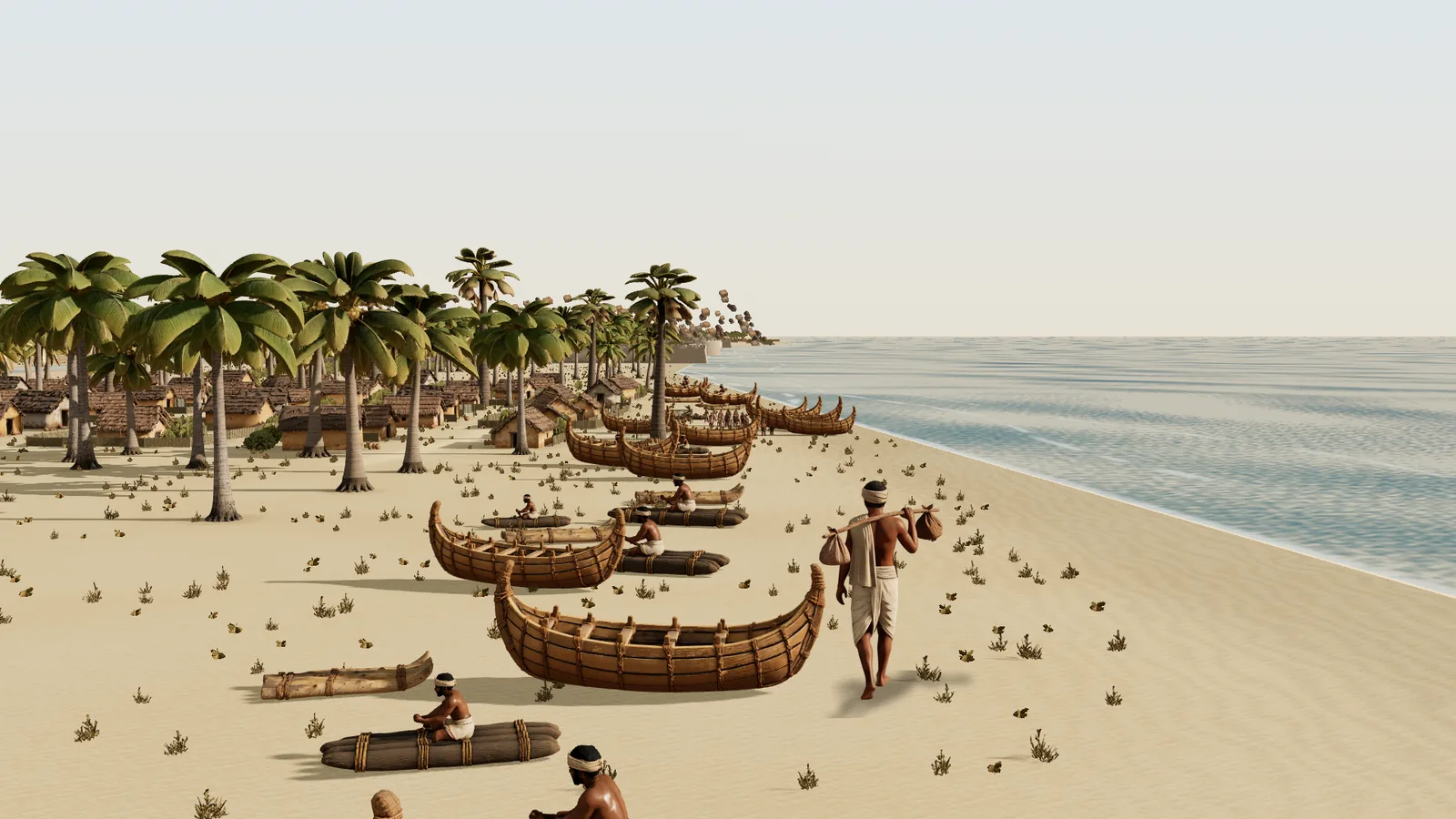 The honest version. The engine render untouched, one cut-out traveller composited onto the sand.