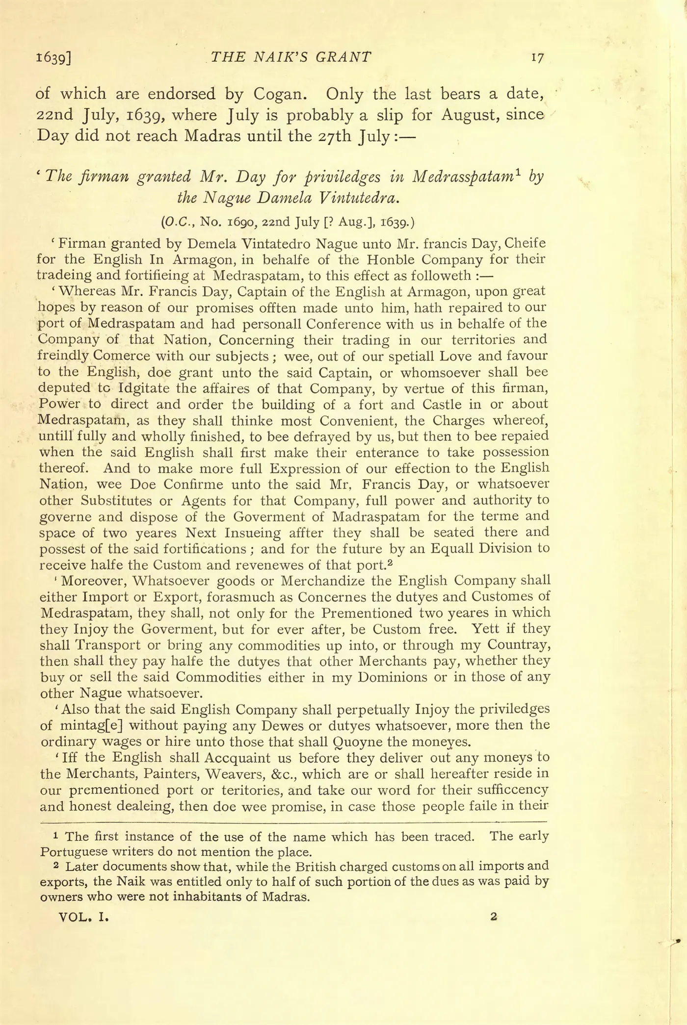 Full page of Love, Vestiges of Old Madras, volume I, page 17.
